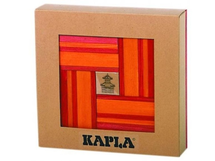 Kapla Caja De 40 Cartones Rojos Y Naranjas Con Libro De Arte - Kapla | Tablas De Madera