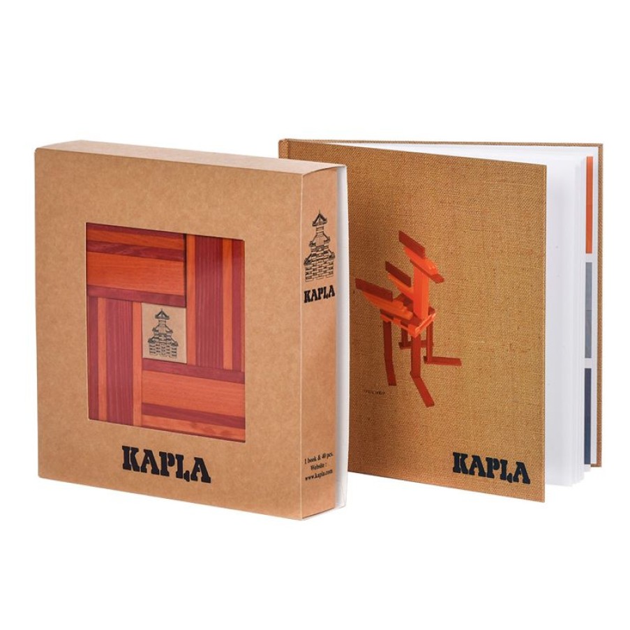 Kapla Caja De 40 Cartones Rojos Y Naranjas Con Libro De Arte - Kapla | Tablas De Madera