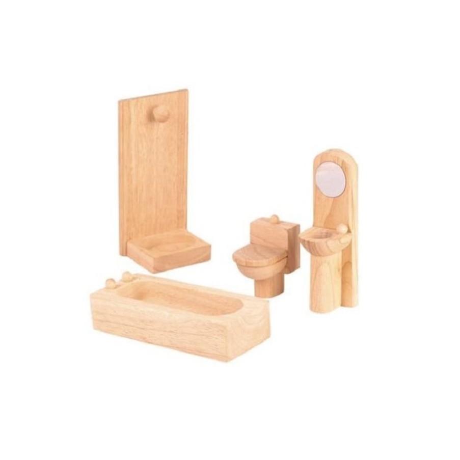 Plan Toys Bano De Madera Natural - Plan Toys | Accesorios Para Casas De Munecas