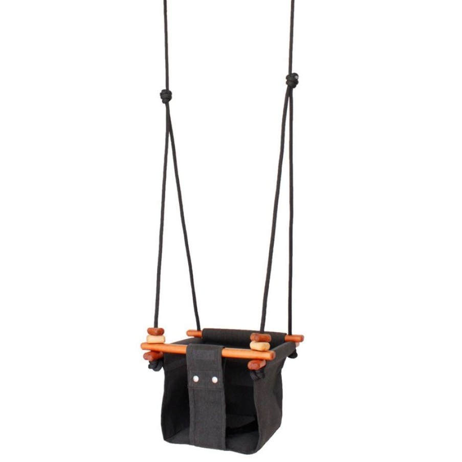 Solvej Swings Columpio De Madera Y Tela Para Bebes Gris Pizarra - Solvej Swings | Muebles De Jardin, Columpios