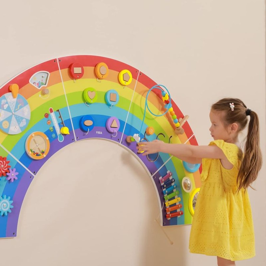 Viga Toys Panel De Actividades De La Pared Del Arcoiris - Viga Toys | Juguetes Para El Aprendizaje Temprano Y La Motricidad