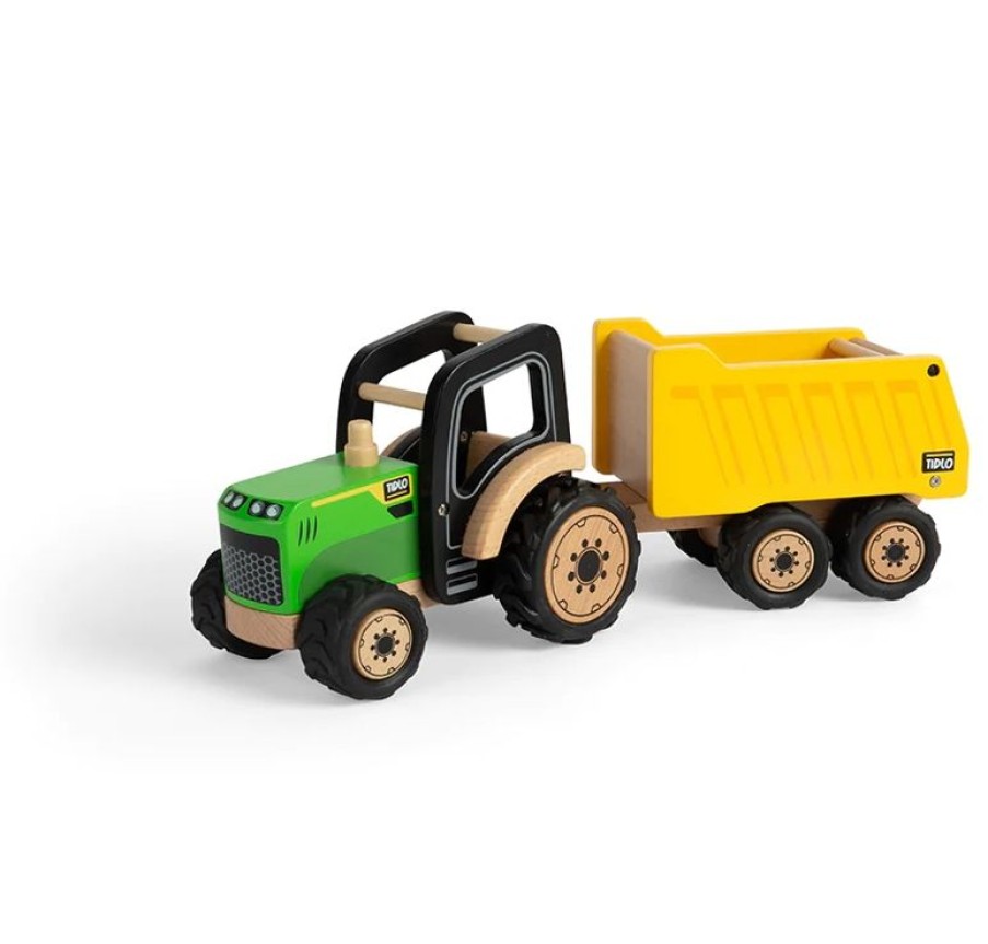 Bigjigs Toys Tractor Y Remolque De Madera - Bigjigs Toys | Gruas, Tractores, Aviones...