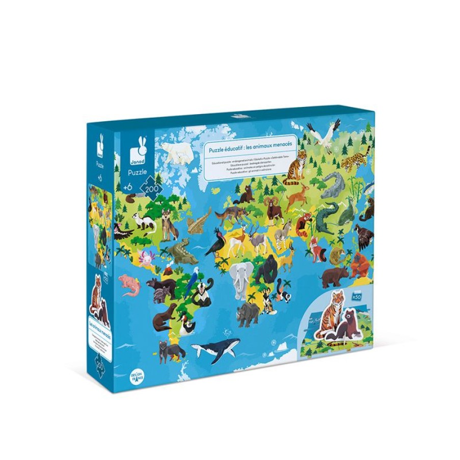 Janod Puzzle Educativo De 200 Piezas Animales En Via De Extincion - Janod | Puzzles De 100 A 200 Piezas