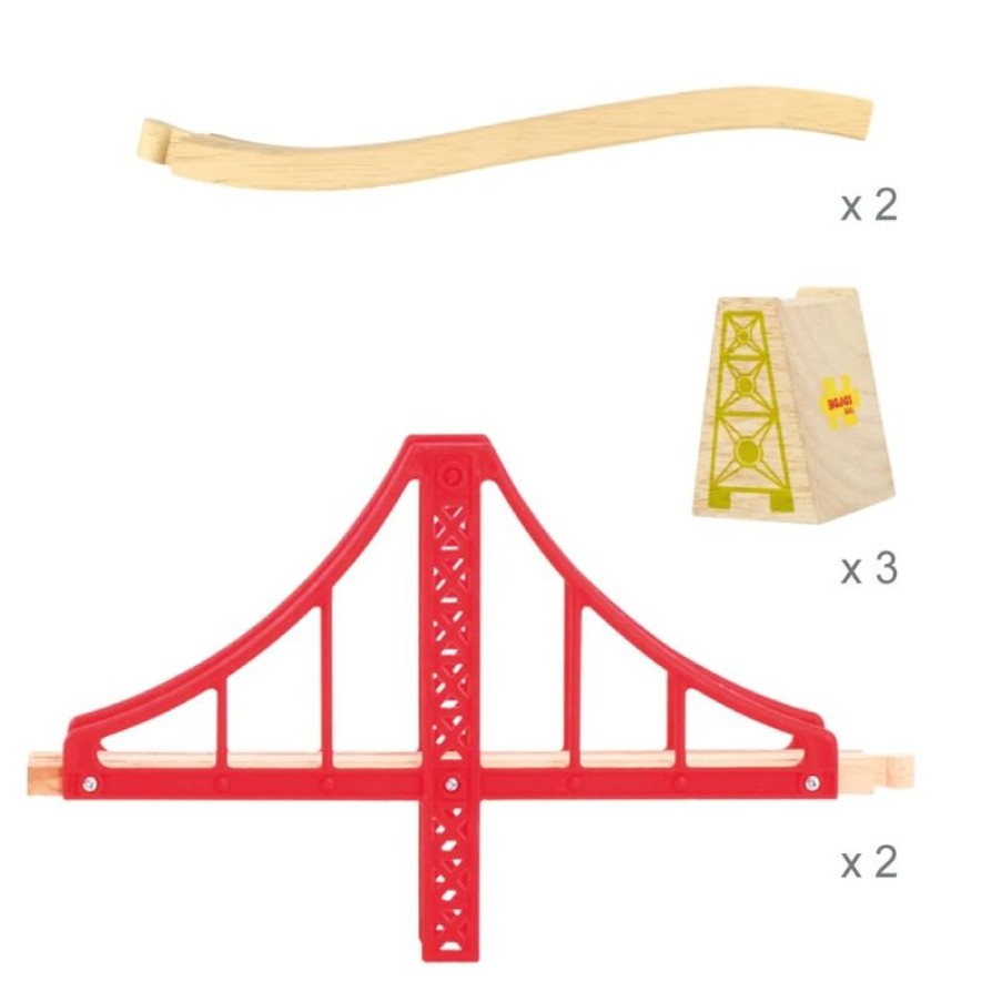 Bigjigs Toys Puente Colgante Doble - Bigjigs Toys | Estaciones De Ferrocarril, Puentes Y Edificios De La Brio