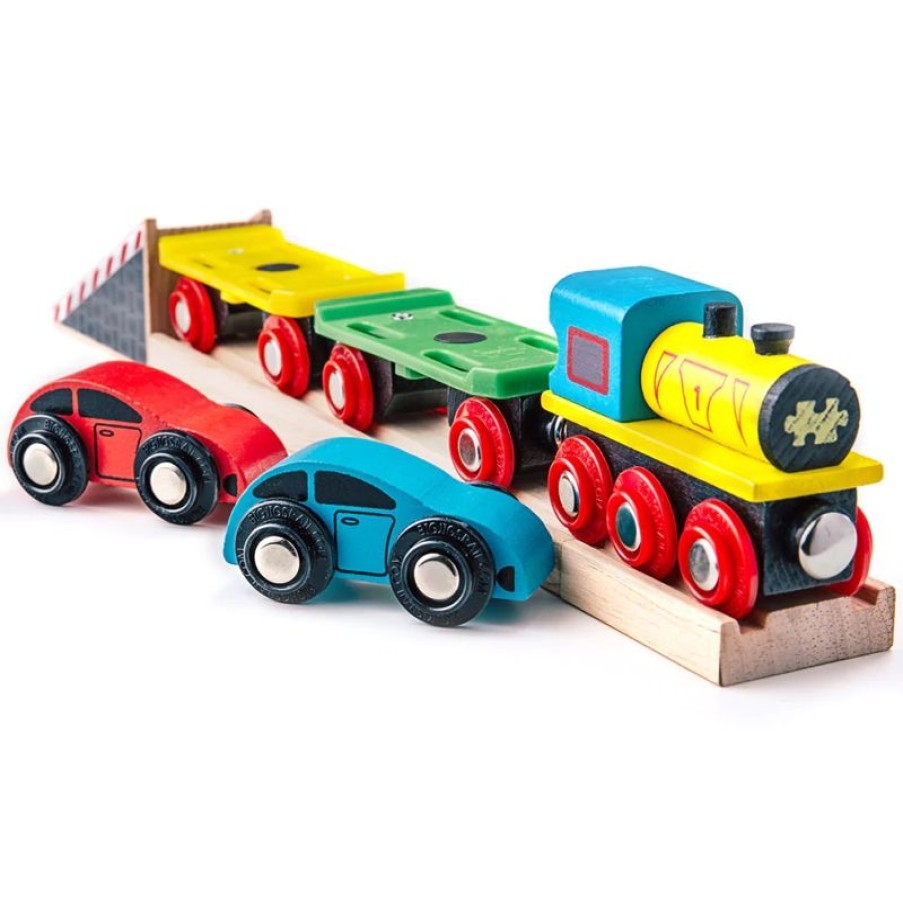 Bigjigs Toys Tren Para Transporte De Coches - Bigjigs Toys | Locomotoras, Vagones Y Trenes Brio