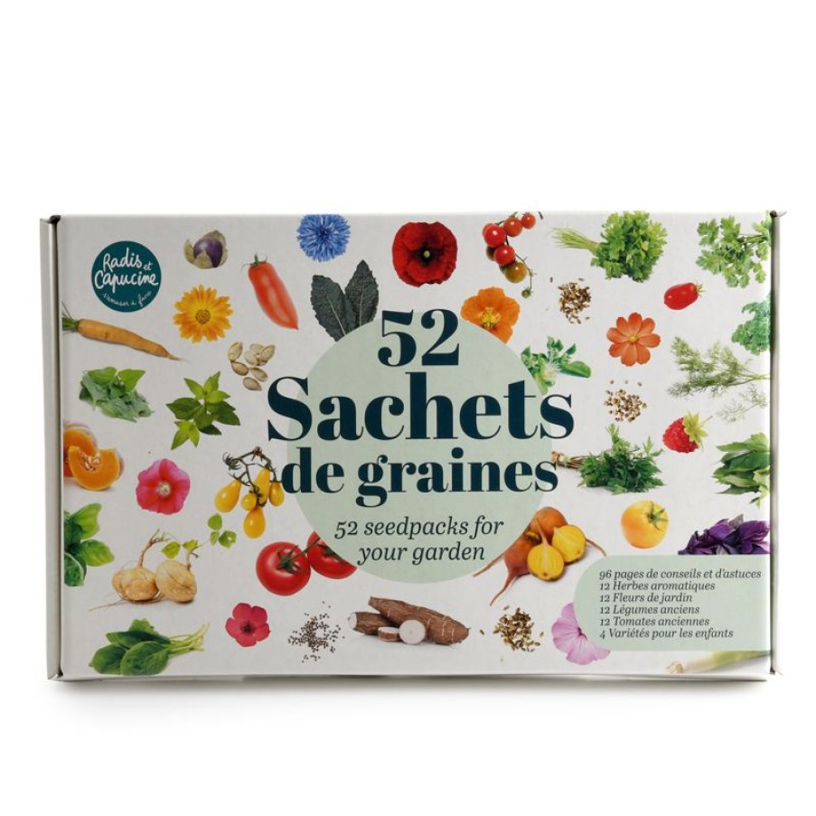 Radis et Capucine Caja 52 Paquetes De Semillas - Radis Et Capucine | Juegos De Exterior Y Herramientas De Jardin