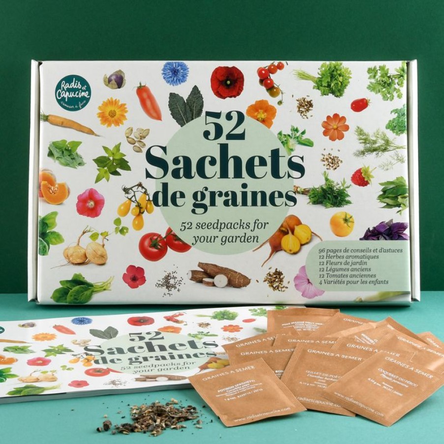 Radis et Capucine Caja 52 Paquetes De Semillas - Radis Et Capucine | Juegos De Exterior Y Herramientas De Jardin