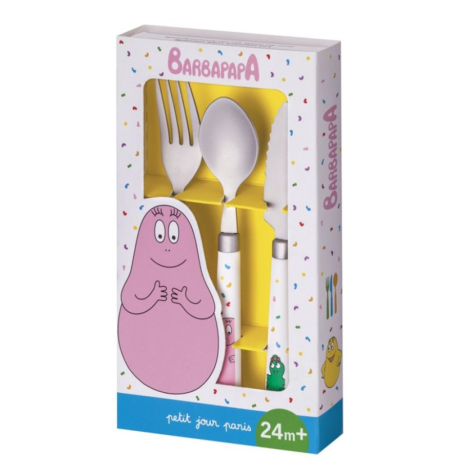 Petit Jour Cubiertos De Aprendizaje Barbapapa Blanco - Petit Jour - Juguetes De Madera | Una Mesa