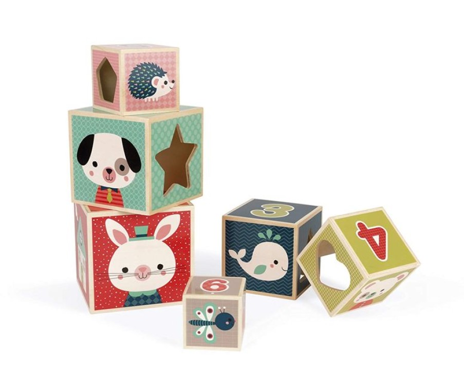 Janod Piramide 6 Cubos Baby Forest - Janod | Bloques Y Juguetes Apilables