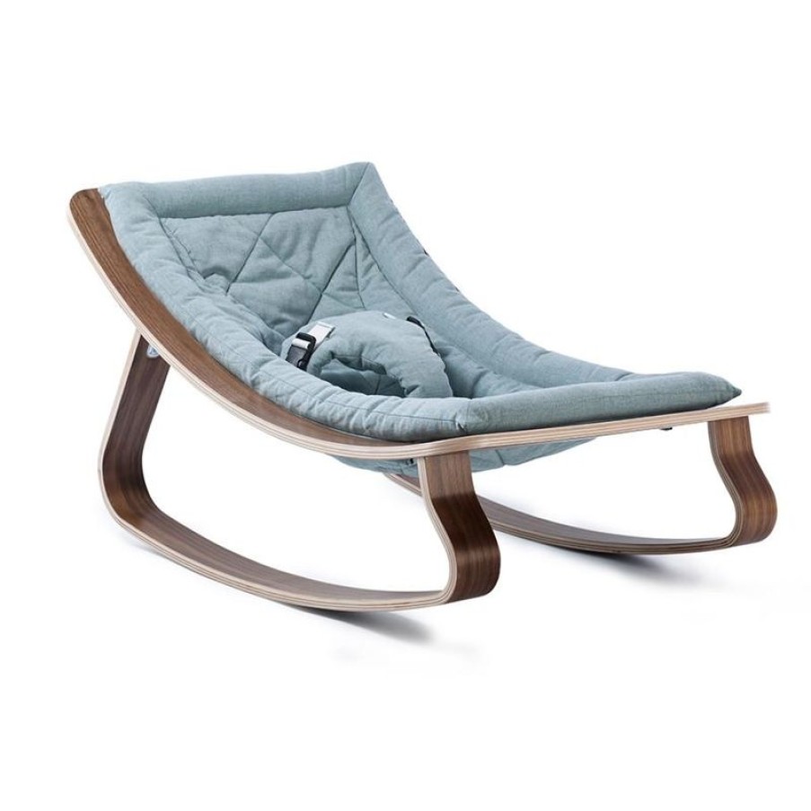 Charlie Crane Silla De Bebe Levo En Madera De Nogal - Azul Aruba - Charlie Crane | Mobiliario De Guarderia