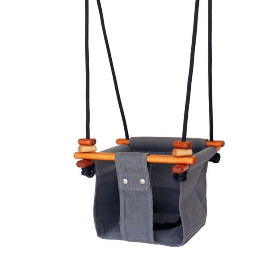 Solvej Swings Columpio De Madera Y Tela Gris - Solvej Swings | Muebles De Jardin, Columpios