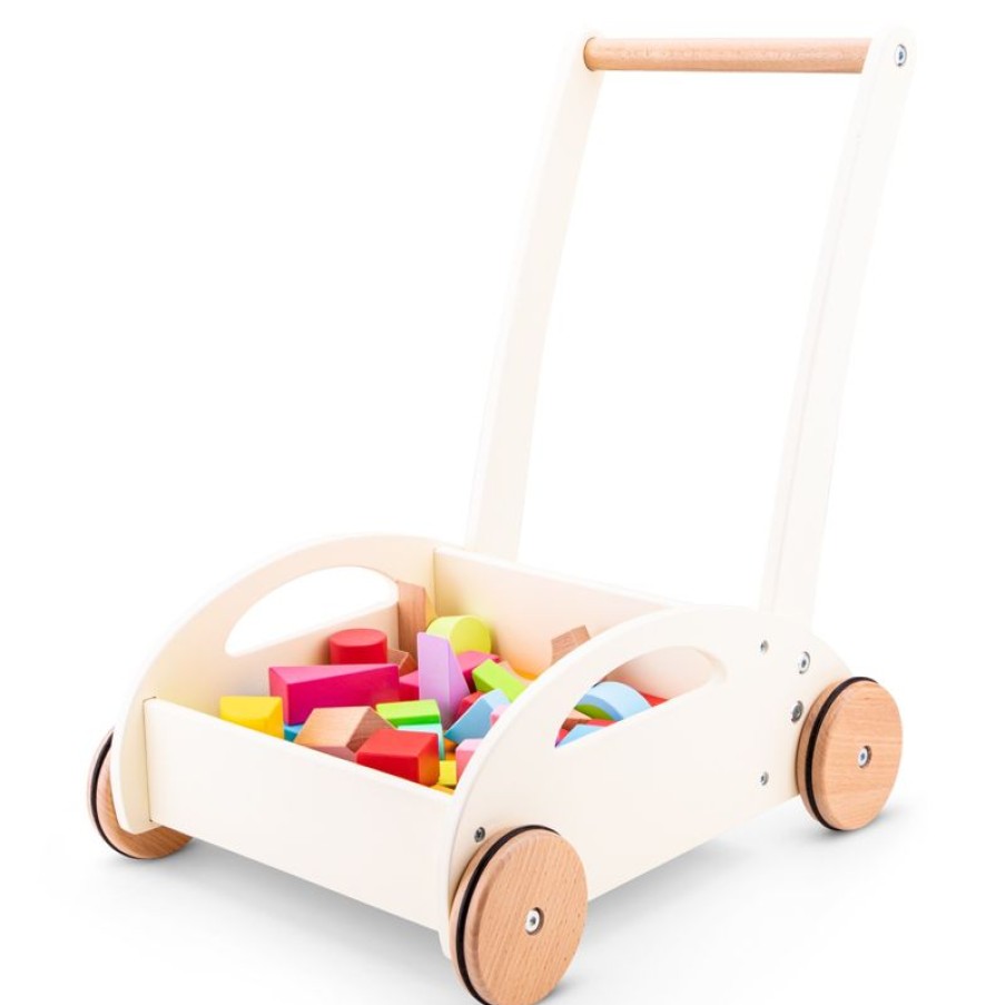 New Classic Toys Carro De Paseo Y Bloques De Madera - New Classic Toys | Bloques De Construccion