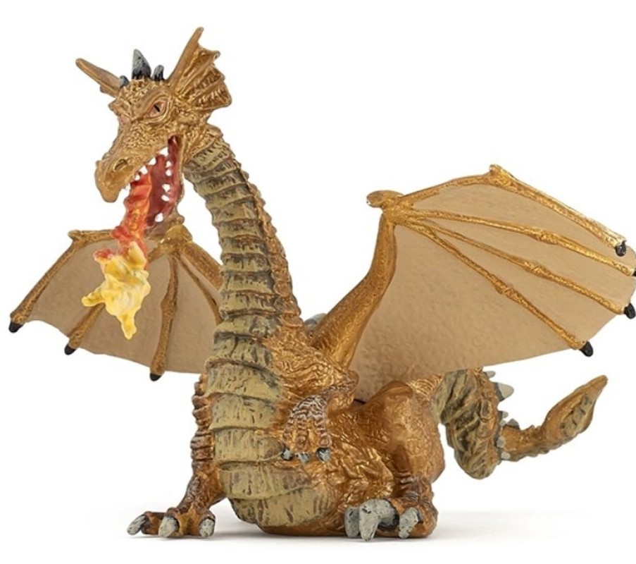 Papo Figura De Dragon Dorado Con Llama - Papo | Cuentos Y Leyendas