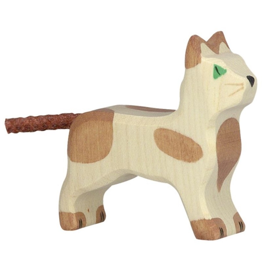 Holztiger Figura De Gato, Marron Y Blanco - Holztiger | Perros Y Gatos