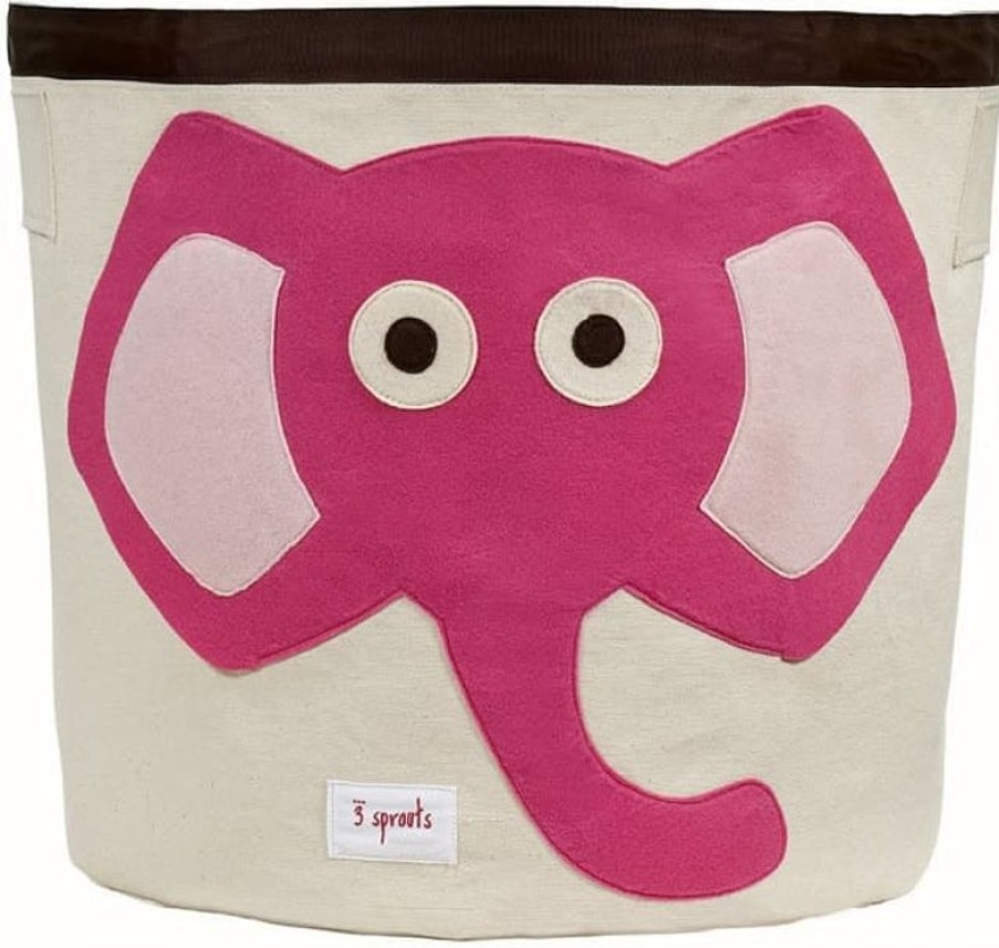 3 Sprouts Bolsa De Juguete Del Elefante Rosa - 3 Sprouts | Cajas De Juguetes Y Muebles De Almacenamiento