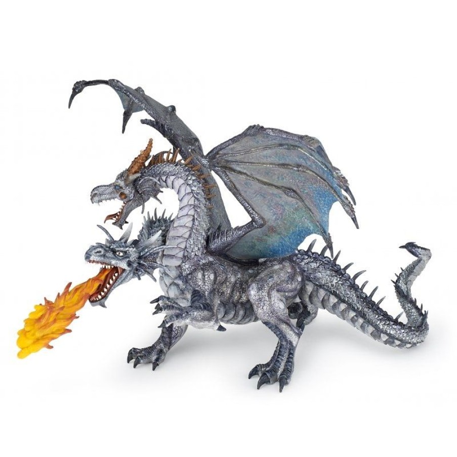 Papo Figura De Dragon De Dos Cabezas De Plata - Papo | Mundo De Fantasia