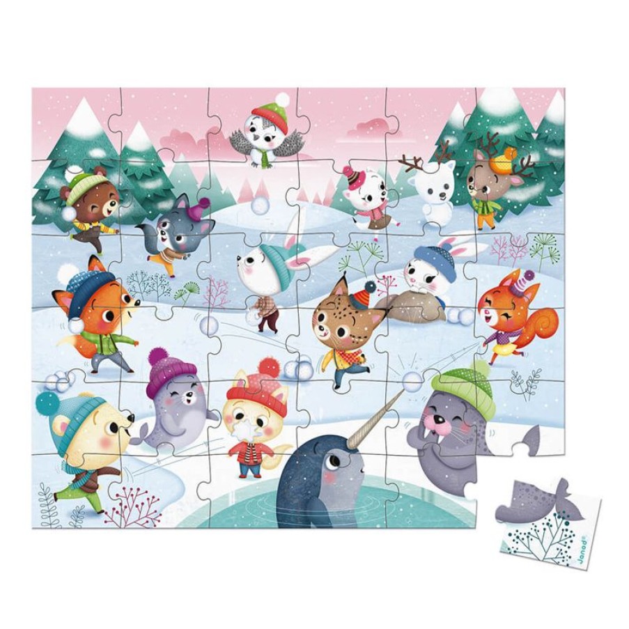 Janod Puzzle Lucha De Bolas De Nieve 36 Piezas - Janod | Puzzles De 20 A 48 Piezas