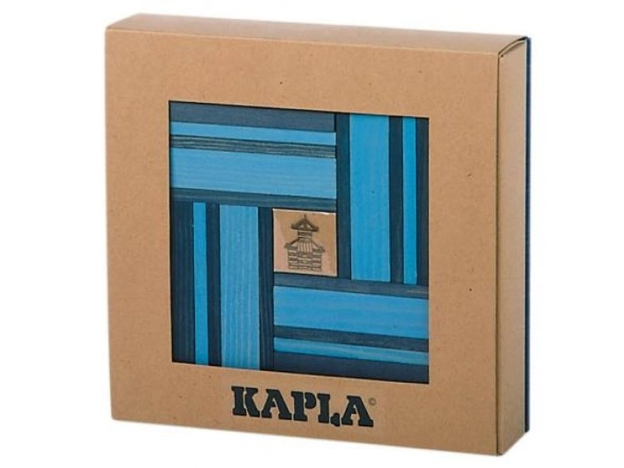 Kapla Caja De 40 Cartones Azul Claro Y Oscuro Con Libro - Kapla | Tablas De Madera