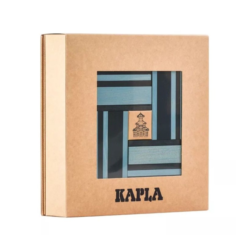 Kapla Caja De 40 Cartones Azul Claro Y Oscuro Con Libro - Kapla | Tablas De Madera