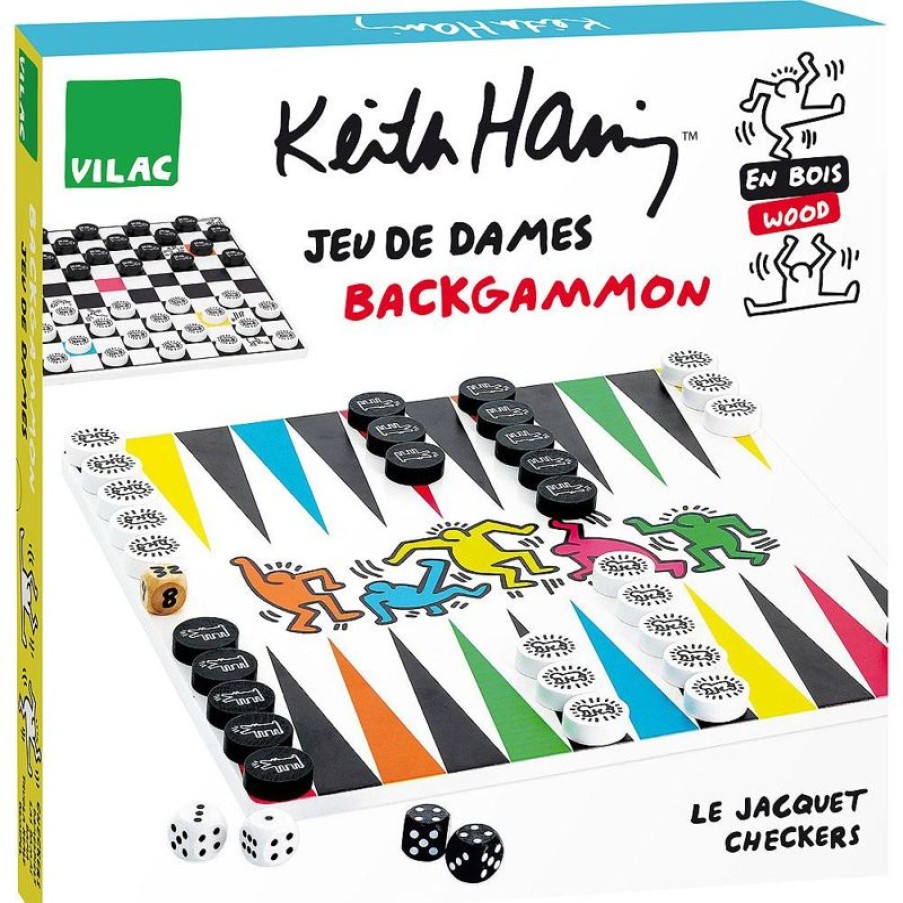 Vilac Jeu De Dames Backgammon Keith Haring - Vilac | Juegos De Puzzle, Estrategia Y Logica