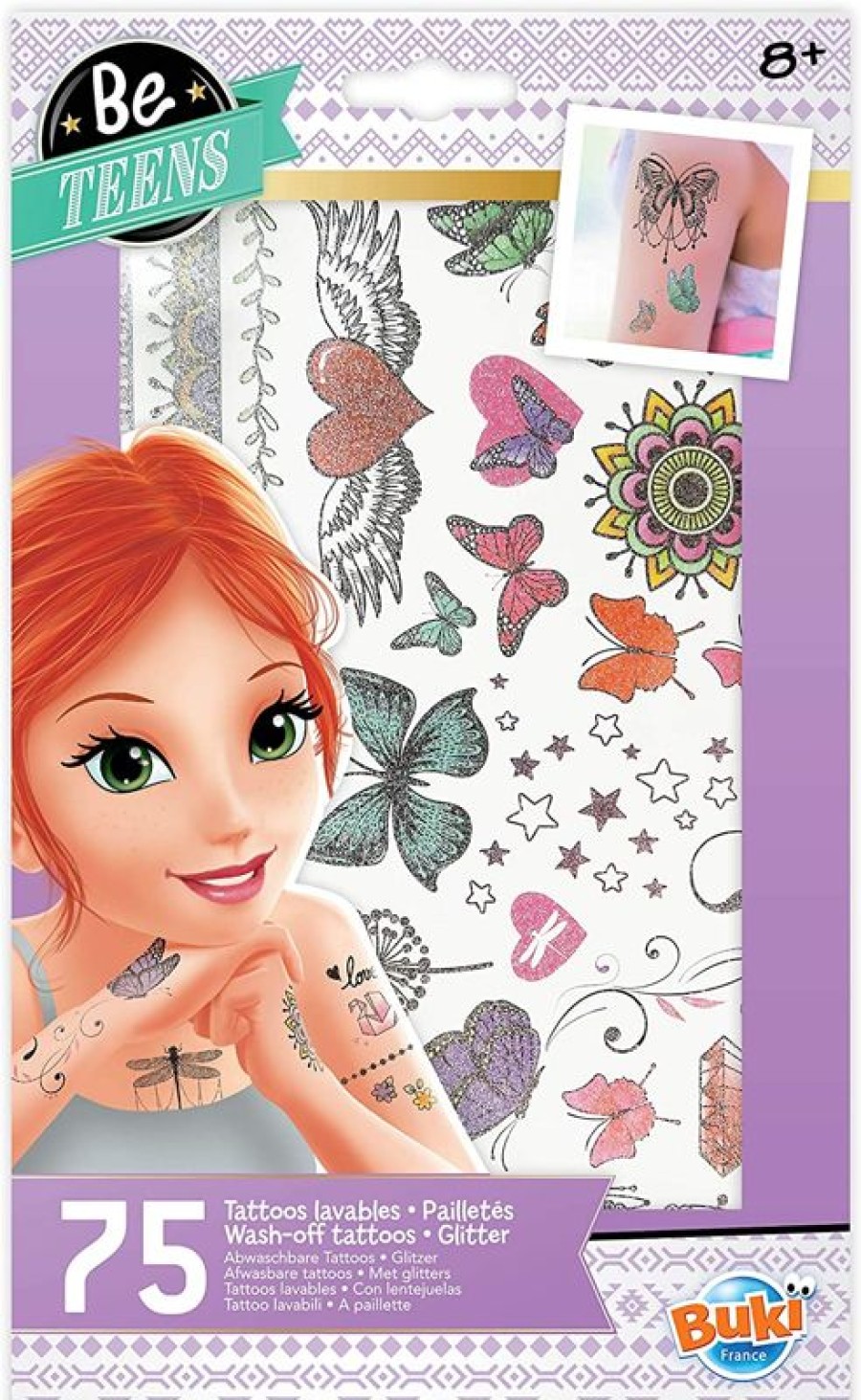 Buki France 75 Tatuajes Lavables Paillettes - Buki France | Actividades Creativas De Ocio